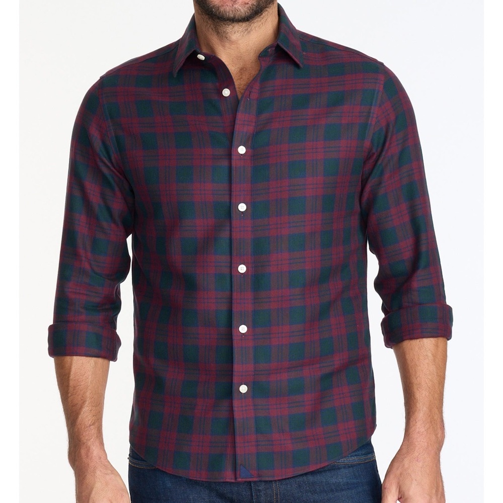 Plaid Red/Blue Shirt - Wrinkle Free Cotton - Medium Regular